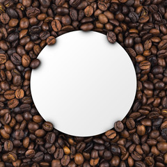 Empty frame of roasted coffee beans banner