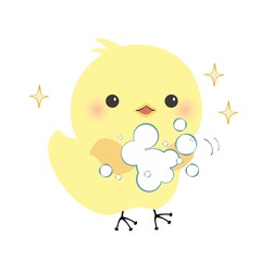 手を洗うひよこ