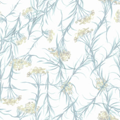 Curry Plant Seamless Pattern. Watercolor Background.