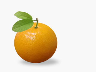 Isolated oranges. fresh orange fruits with leaves on white background