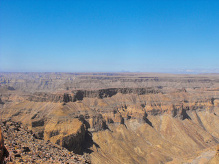Fish River Canyon taken on a hot December in the South of Namibia overlooking the entire canyon