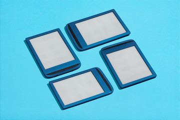 e-books on a blue background mockup