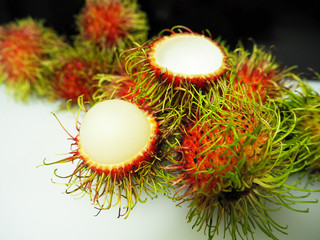 Sweet and fresh red rambutan and height vitamin