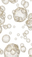 Bitcoin economic financial bubble. crypto currency 3D illustration. Business concept. Gold bubbles on white background. Bit, Coin, mining concept