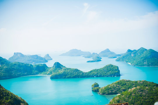 Top view of Ang Thong National Marine Park in Phang-Nga, Thailand
