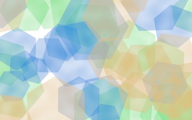 Obraz premium Multicolored translucent hexagons on white background. Blue tones. 3D illustration