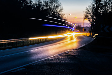 lights of cars with night