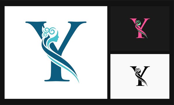 letter Y face concept design beauty logo