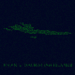 Digital Hvar & Dalmatian Islands logo. Island symbol in hacker style. Binary code map of Hvar & Dalmatian Islands with island name. Creative vector illustration.