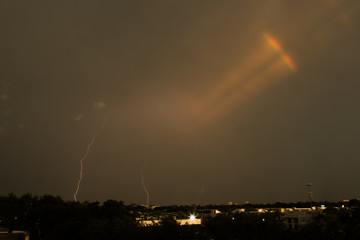 Naklejka na ściany i meble Lighting and Rainbow over Houston