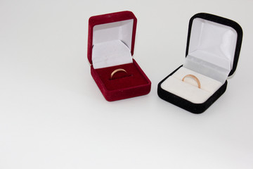 Wedding rings in gift boxes