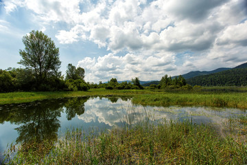 Fototapeta na wymiar Lake Cerknica in Inner Carniola, a region in southwestern Slovenia.