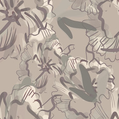 Stylized Poppies Seamless Pattern. Hand Drawn Background.