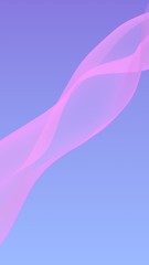 Pink wave on blue sky abstract background. Fluttering pink scarf. Waving on wind pink fabric. Vertical orientation. 3D illustration