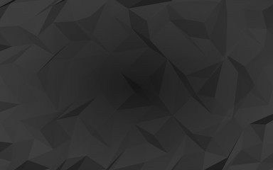 Fototapeta premium Czarne tło. Tło Lowpoly. Ponury pomięty papier. Ilustracja 3D