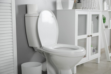 Stylish toilet bowl in modern bathroom interior