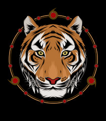 A Tiger head logo. This is illustration ideal for a mascot, tattoo or T-shirt graphic.