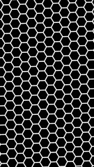 White honeycomb on a black background. Vertical image orientation. Isometric geometry. 3D illustration