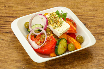 Traditional Greek salad with feta cheese