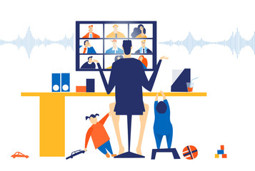 Young businessman working from home during lockdown, quarantine. Self employed concept.