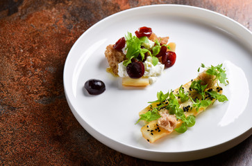 Fine dining appetizer with asparagus