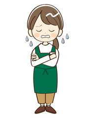 女性、店員、困惑