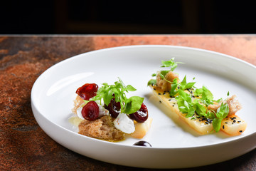 Fine dining appetizer with asparagus