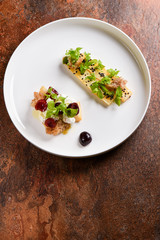 Fine dining appetizer with asparagus