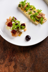 Fine dining appetizer with asparagus