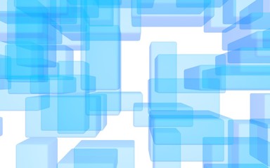Blue and white abstract digital and technology background. The pattern with repeating rectangles. 3D illustration
