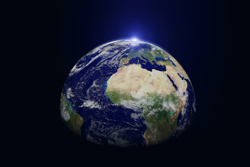 Fototapeta premium Planet earth from outer space with day and night included blue ring light, Elements of this image are furnished by NASA. (3D rendering)