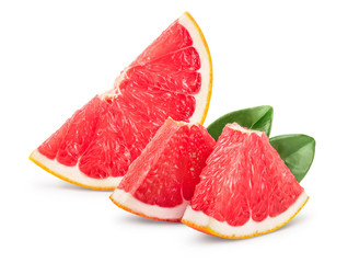Grapefruit slice isolated on white background. With clipping path and full depth of field