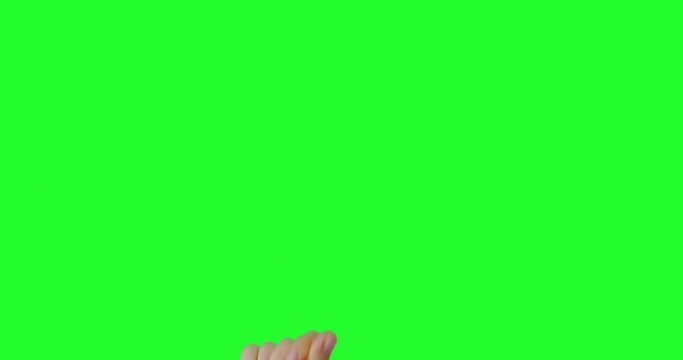 Isolated Woman Hand Snapping Fingers Sign Symbol. Green Screen Compositing. Pack of Gestures Movements on Keyed Chroma Key Background. Body Language. 