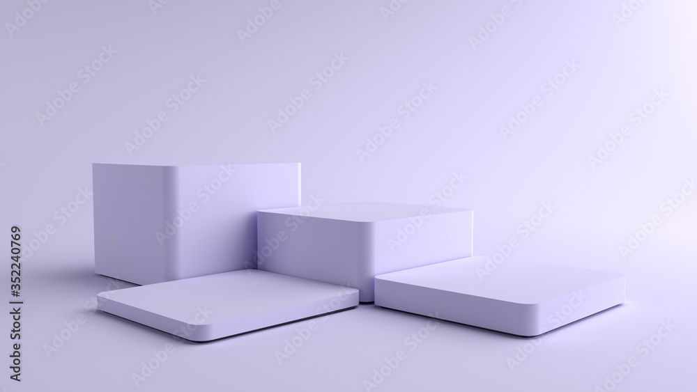 Wall mural 3d render of abstract violet composition with podium. minimal studio with square pedestal. pedestal 