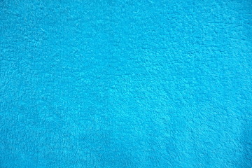 Closeup of beautiful quality cotton mixed with polyester fabric in bright blue and turquoise tone for textile texture and background. Cool banner on page and cover