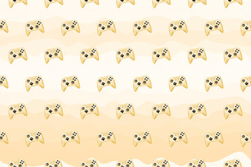 Seamless background from game controllers in bright colors. For packaging gamepads, wallpapers, printing booklets or covers on the theme of home-based computer entertainment.
