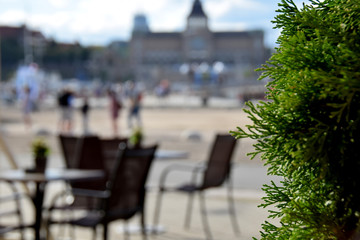 empty seats in outdoor cafes and bars during quarantine