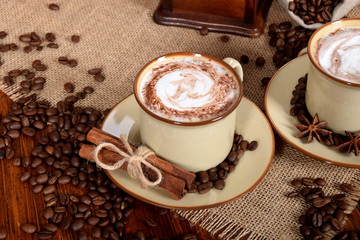 coffee with milk foam and chocolate