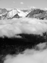Tyrolean Alps in summer black and white