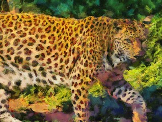 leopard Illustrations creates an impressionist style of painting.