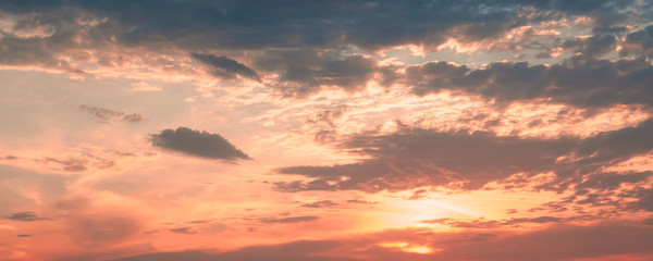 Colorful cloudy sky at sunset, natural background