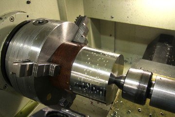 Obraz na płótnie Canvas Turning process CNC Metal working 