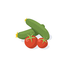 Slicing salad vegetables tomatoes and cucumbers. Vector 3d isometric, color web icon, new flat style. Creative illustration design, isolated graphic idea for infographics.
