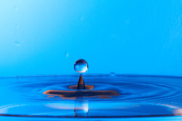 Blue water drop splashing
