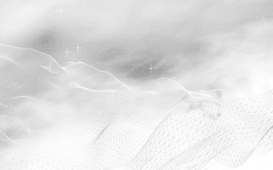 White abstract background. Hi tech network. Cyberspace grid. Outer space. Starry outer space texture. 3D illustration