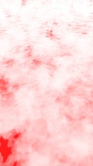 Background of abstract white color smoke isolated on red color background. The wall of white fog. 3D illustration