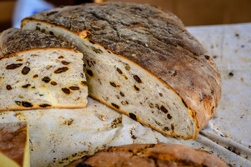 Integral bread with olives inside.