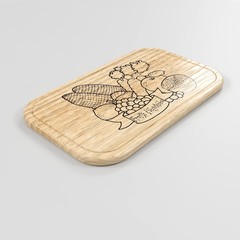 3d image of cutting wood Board with drowing 01