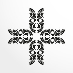 Black-white pattern for a tattoo on a light background. Vector illustration.