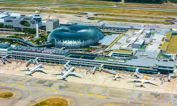 Aerial view of Changi Airport in Singapore